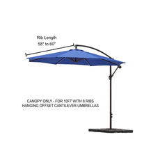 10ft Cantilever Hanging Umbrella 8 Rib Replacement Canopy