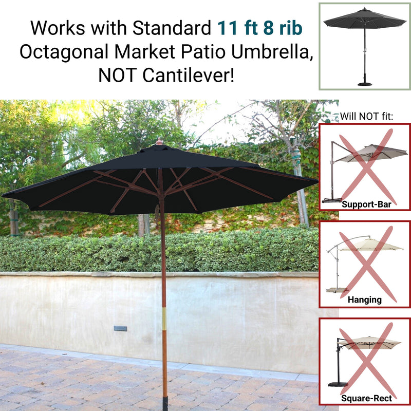 11ft Market Patio Umbrella 8 Rib Replacement Canopy Dark Blue