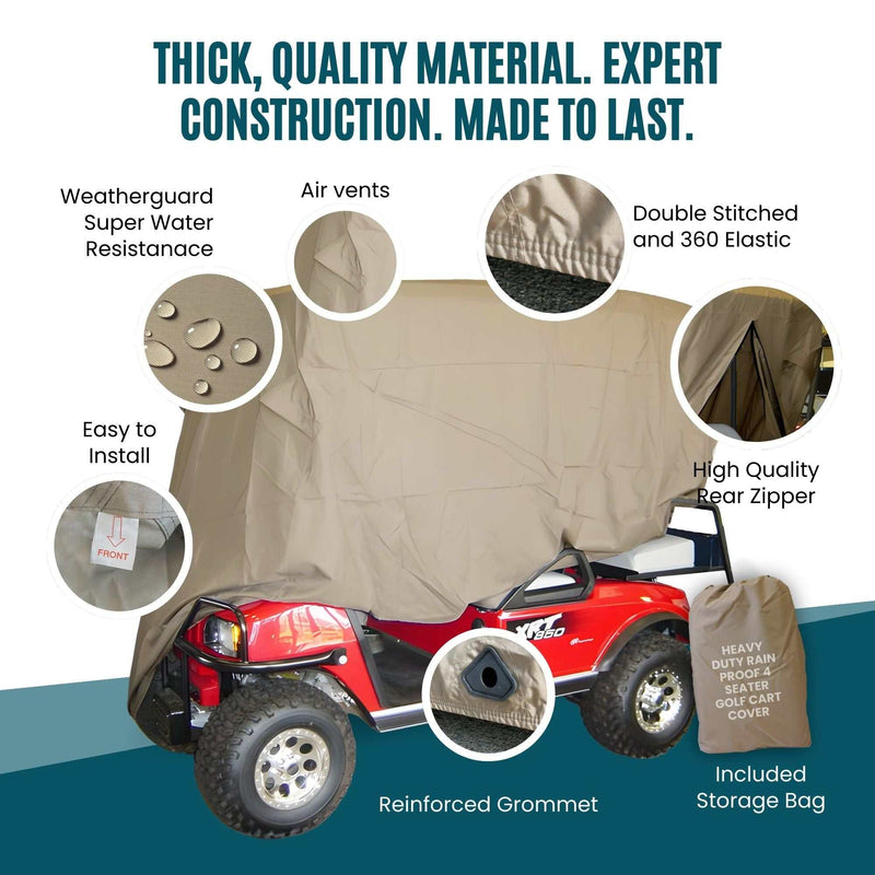 4 Passenger Golf Cart Storage Cover (4 Seater Long Roof 80") Taupe