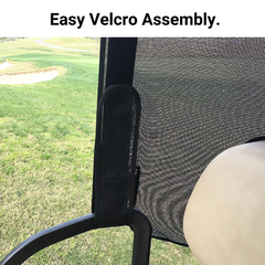 Close-up of a black Velcro strap securing the Golf Cart Sun Shade UV Mesh Top Cover For 58