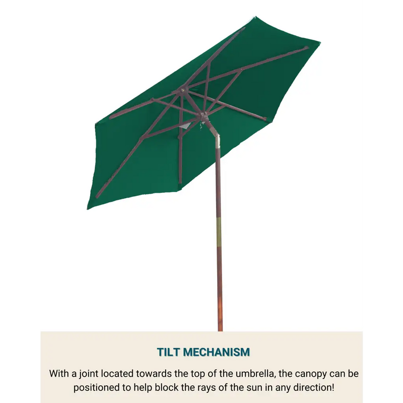 7ft Wooden Patio Garden Market Umbrella with Tilt Mechanism