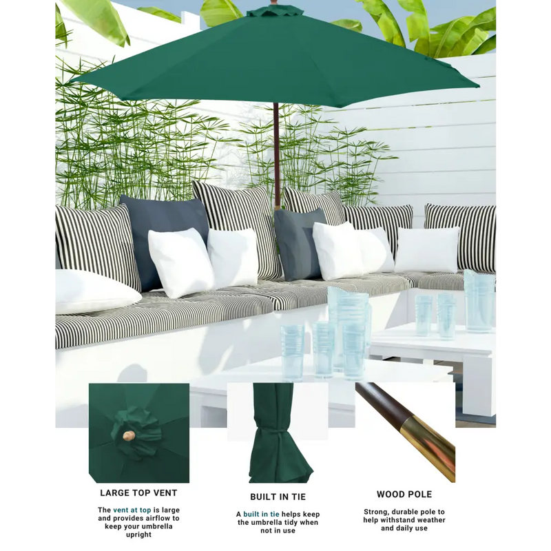 7ft Wooden Patio Garden Market Umbrella with Tilt Mechanism