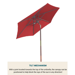 7ft Wooden Patio Garden Market Umbrella with Tilt Mechanism
