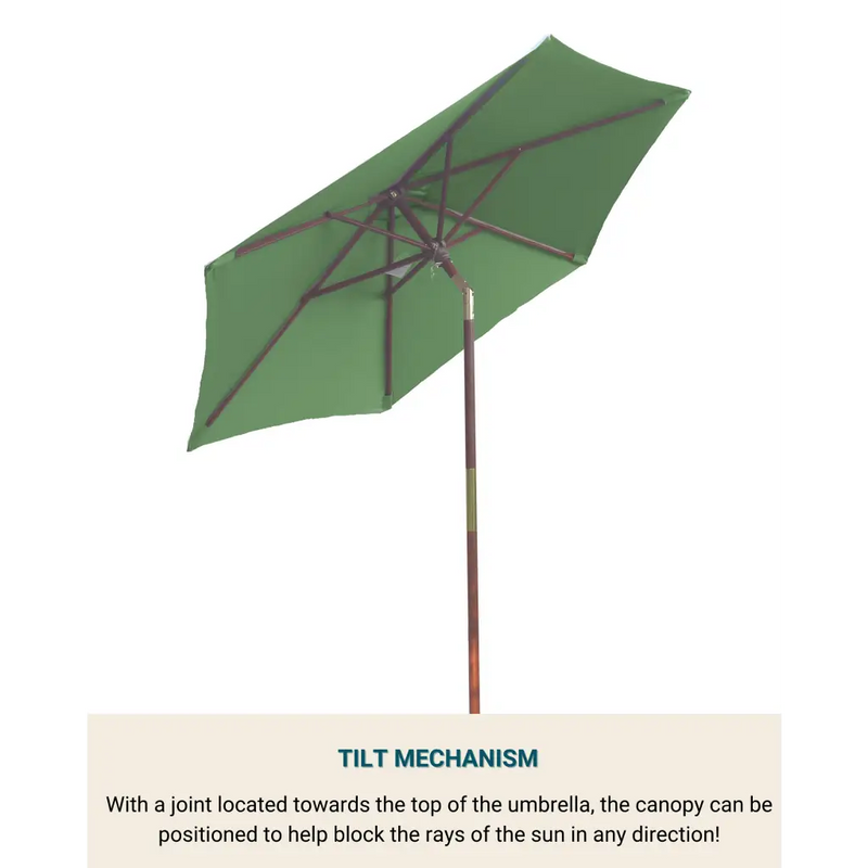 7ft Wooden Patio Garden Market Umbrella with Tilt Mechanism