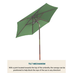 7ft Wooden Patio Garden Market Umbrella with Tilt Mechanism