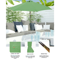 7ft Wooden Patio Garden Market Umbrella with Tilt Mechanism