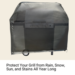 Shown in the image is a covered outdoor grill, protected by the Formosa Covers BBQ Outdoor Grill Cover 67