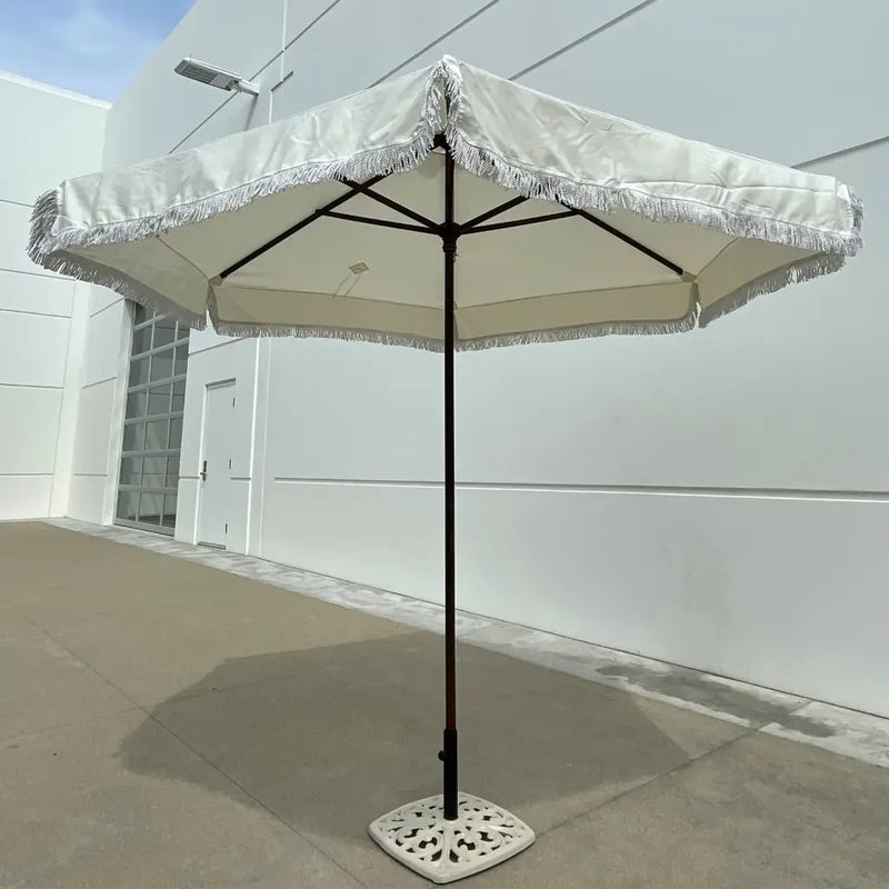 9ft 6 Ribs Replacement Umbrella Canopy w/Fringed Valance in