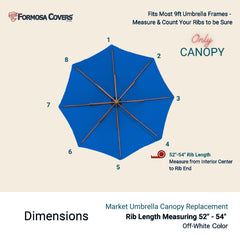 9ft Market Patio Umbrella 8 Rib Replacement Canopy Cobalt Blue