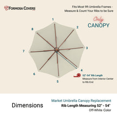 9ft Market Patio Umbrella 8 Rib Replacement Canopy Natural