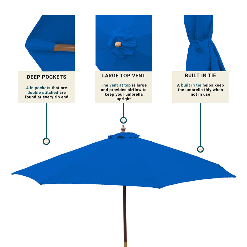 9ft Market Patio Umbrella 8 Rib Replacement Canopy Cobalt Blue