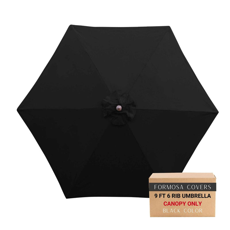 9ft Market Patio Umbrella 6 Rib Replacement Canopy Black Olefin