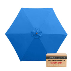 9ft Market Patio Umbrella 6 Rib Replacement Canopy Capri Blue Olefin