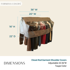 The Formosa Covers Closet Rod and Portable Clothing Rack Shoulder Garment Dust Cover, adjustable to fit from 20