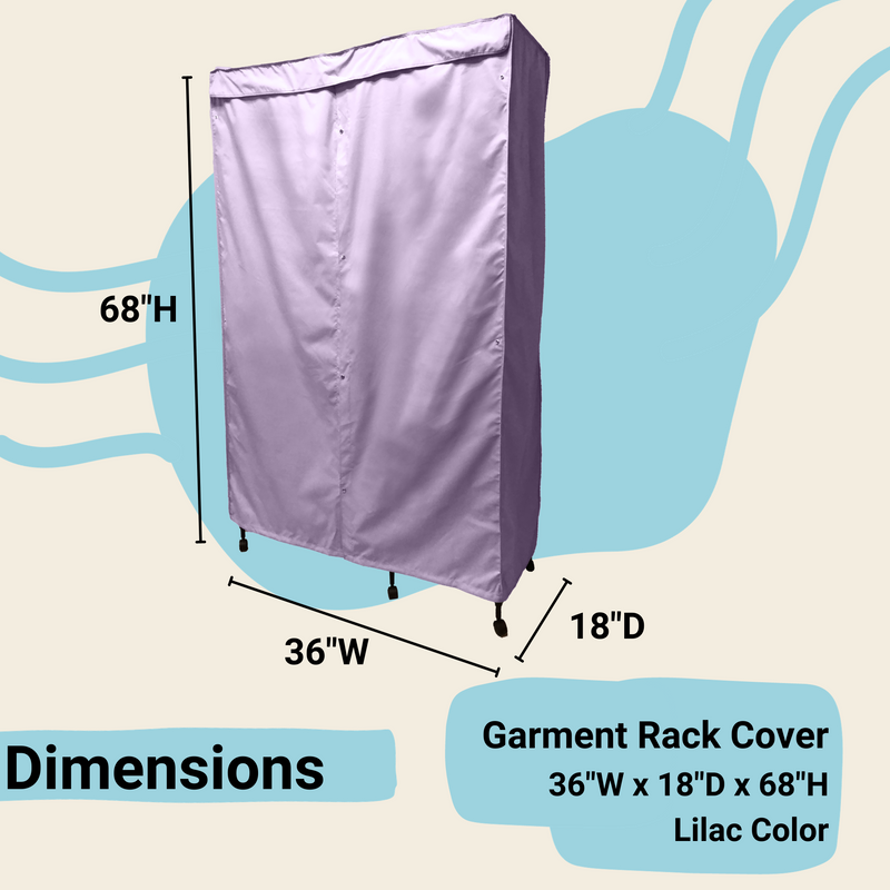 Portable Garment Rack Cover 36"W x 18"D x 68"H Lilac Purple