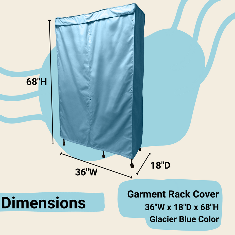 Portable Garment Rack Cover 48"W x 18"D x 75"H Glacier Blue