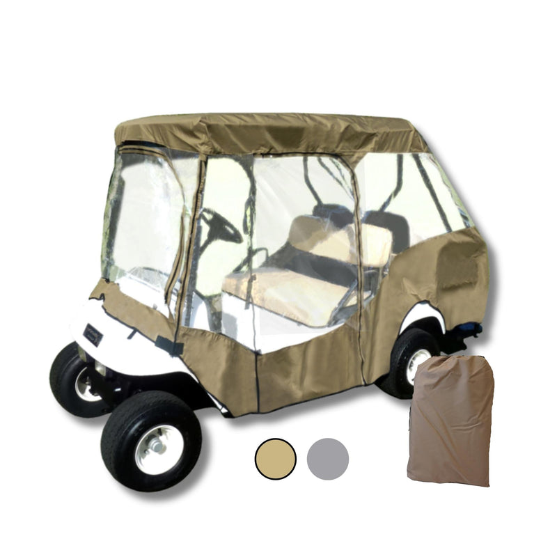 Open Box, Former Model - 4 Passenger Golf Cart Driving Enclosure Cover (2 Passenger Short Roof 58") Taupe