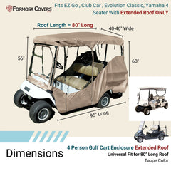 Open Box, Former Model - 4 Passenger Golf Cart Driving Enclosure Cover Taupe
