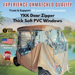 2 Passenger Golf Cart Cover Driving Enclosure YKK Door Zippers - Taupe