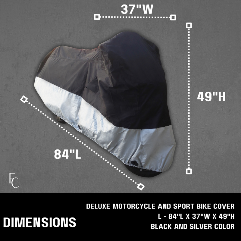 Deluxe All Season Light Weight Motorcycle Cover (L) Black