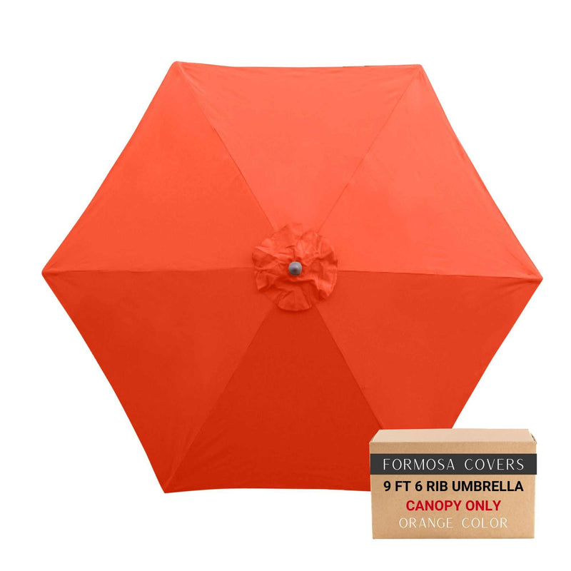 9ft Market Patio Umbrella 6 Rib Replacement Canopy Orange