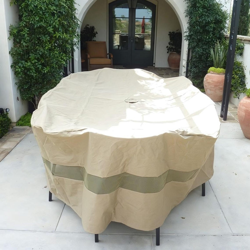 Patio Set Cover For Oval or Rectangular Table 110"L x 65"W x 38"H Classic Taupe