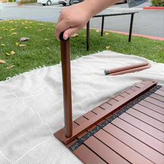 Outdoor Portable Wood Roll Up Table in Teak Finish 26L x 26W