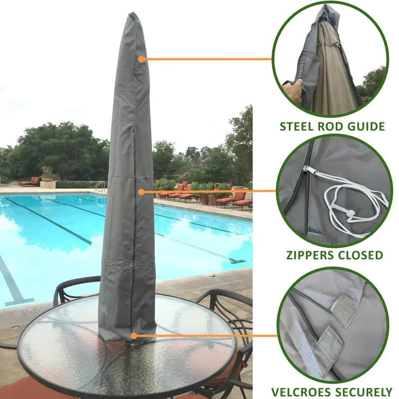 Patio Umbrella Cover Fits 7FT to 11FT Umbrellas Reserve Grey