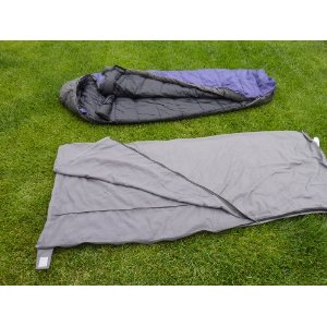 Sleeping Bag Liner Hiking Camping Hostel Travel Sack Sheet, Rectangular with Zipper 80"L