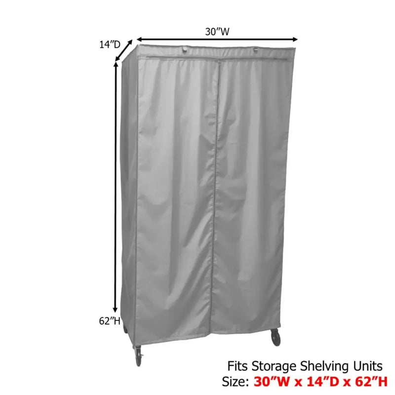 Storage Shelving Unit Cover fits racks 30W x 14D 62H in Grey