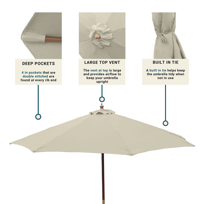 9ft Market Patio Umbrella 6 Rib Replacement Canopy Natural