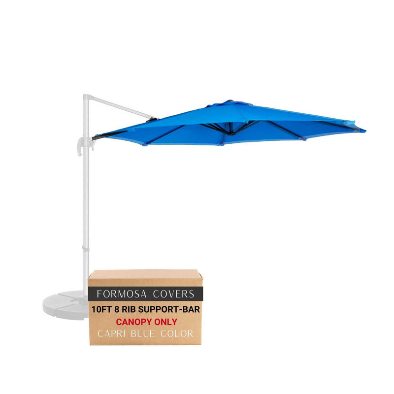 10ft Cantilever Supported Bar Umbrella 8 Rib Replacement Canopy Capri Blue Olefin