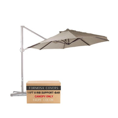 11ft Cantilever Supported Bar Umbrella 8 Rib Replacement Canopy Taupe